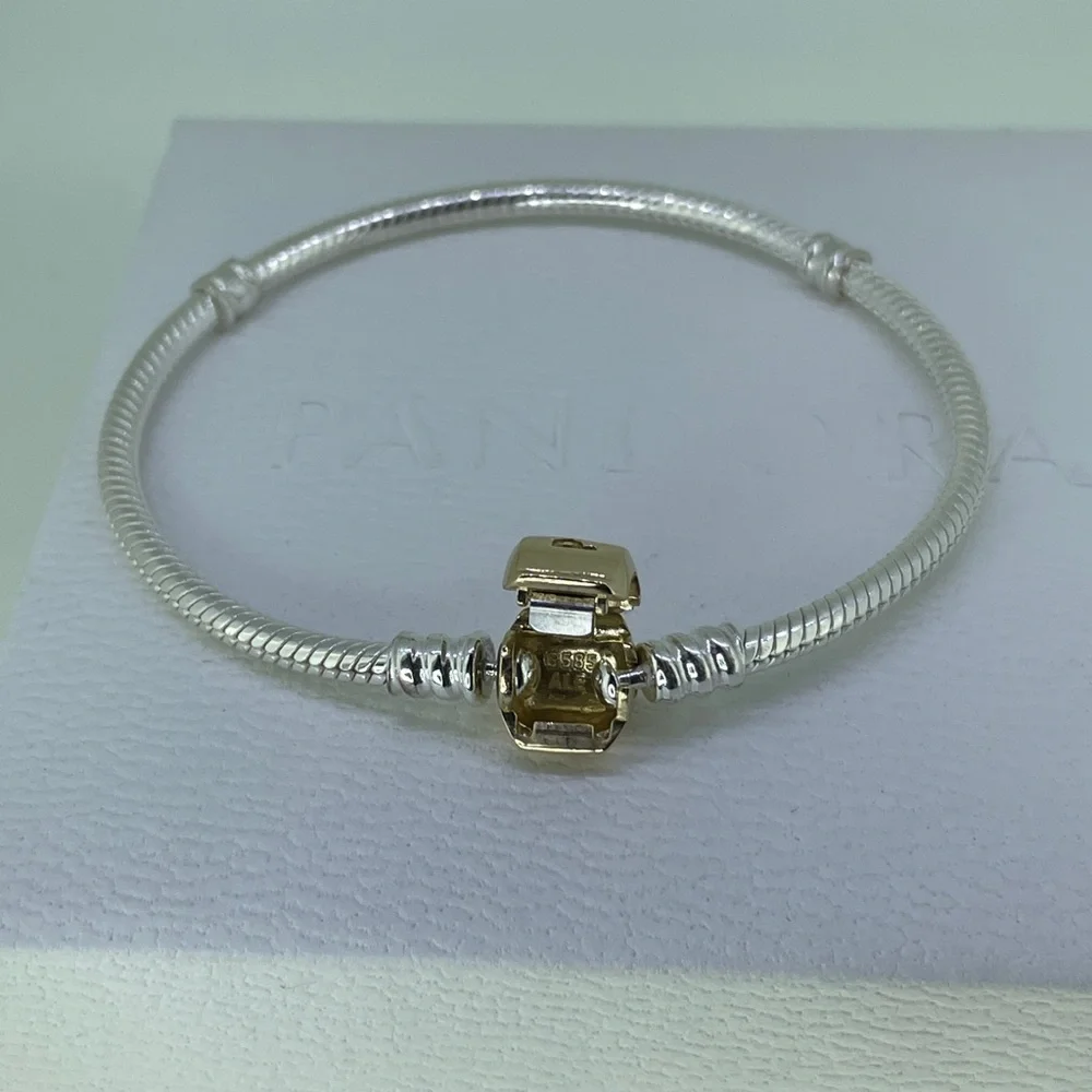 Pandora Sterling Silver w/ 14K Gold Clasp 590702HG - Picture 6 of 16